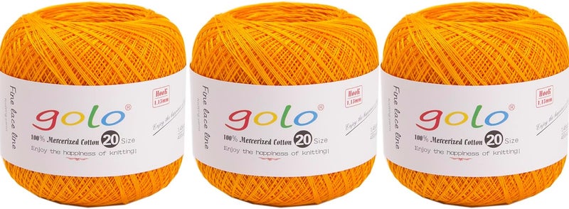 Golo 3 Balls Crochet Thread Size 20 Embroidery Thread Crochet Yarn for Hand 805 - Image 1